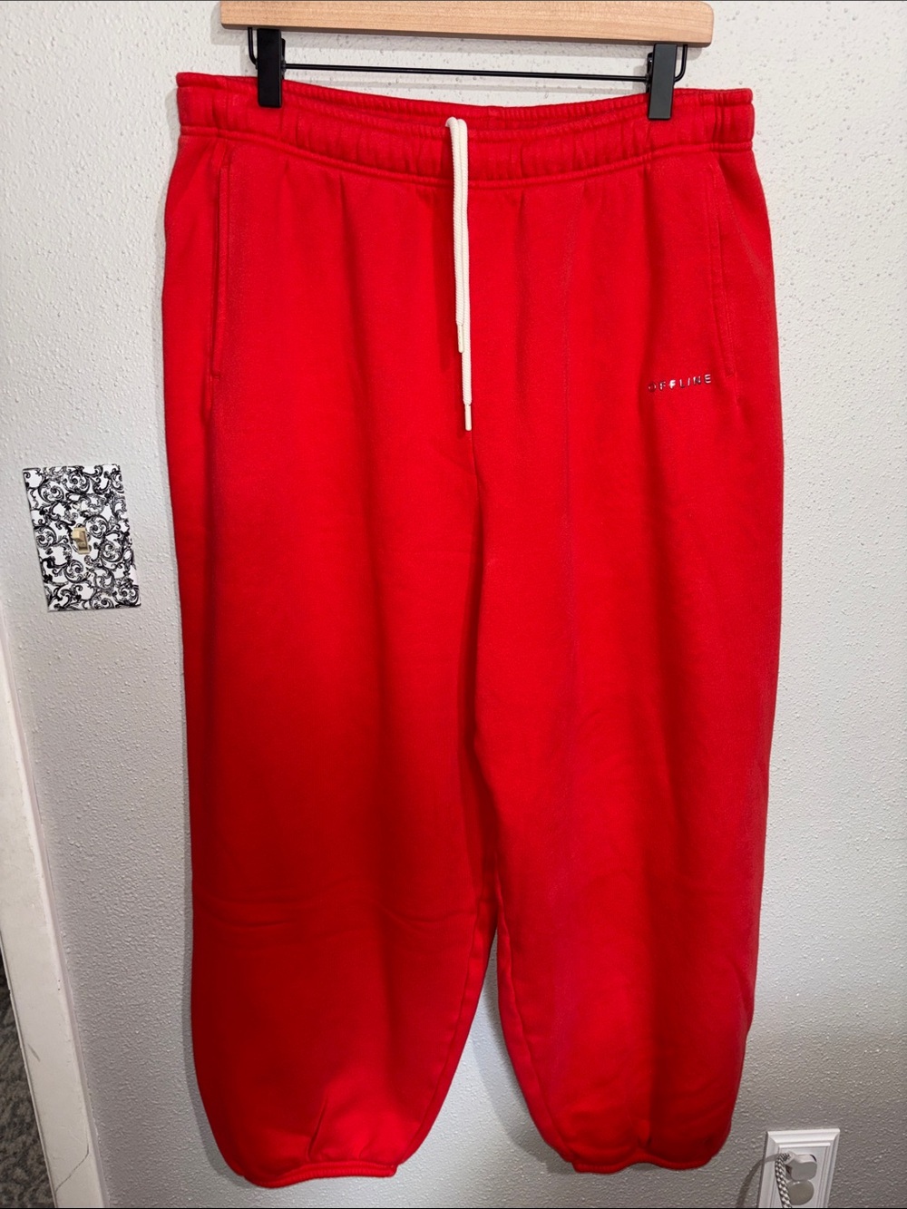 aerie Red Track Pants Joggers offline sweat pants